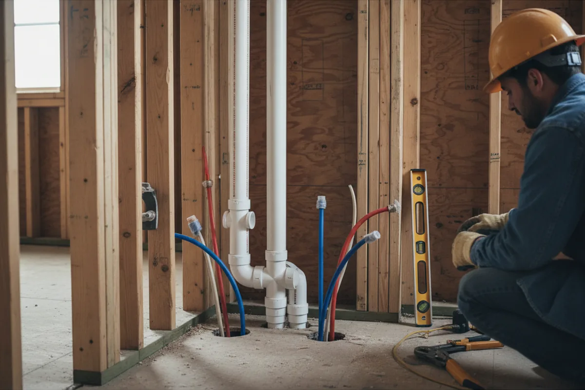 Drain and supply rough-in during Garbage Disposal Repair in Devens