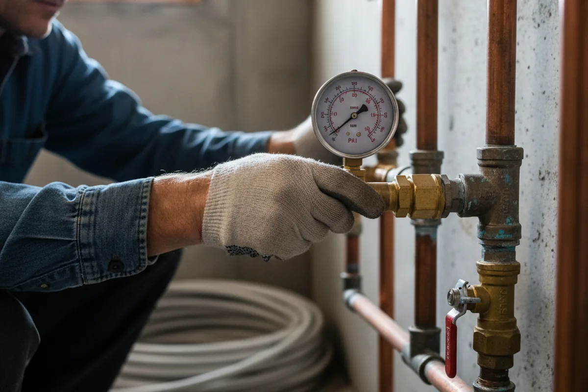 Pressure testing a repaired line during Water Line Repair in Devens